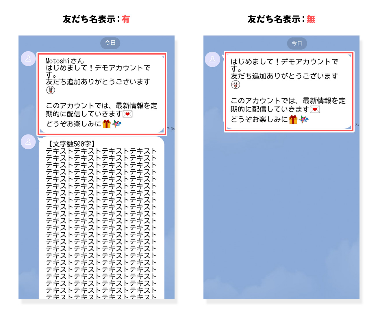 友だち名表記